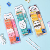 HB olovka s velikom glavom i crtanim uzorkom od 12 komada s gumicama, lako šiljilo, alat za ispravljanje, školski pribor za učenike