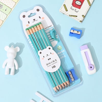 HB olovka s velikom glavom i crtanim uzorkom od 12 komada s gumicama, lako šiljilo, alat za ispravljanje, školski pribor za učenike