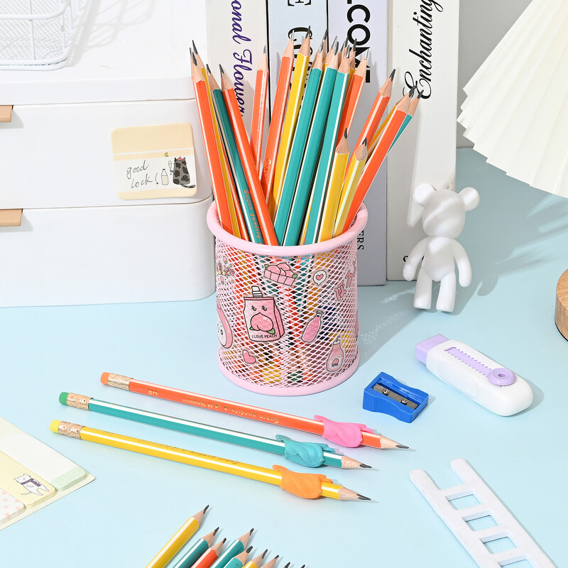 HB olovka s velikom glavom i crtanim uzorkom od 12 komada s gumicama, lako šiljilo, alat za ispravljanje, školski pribor za učenike