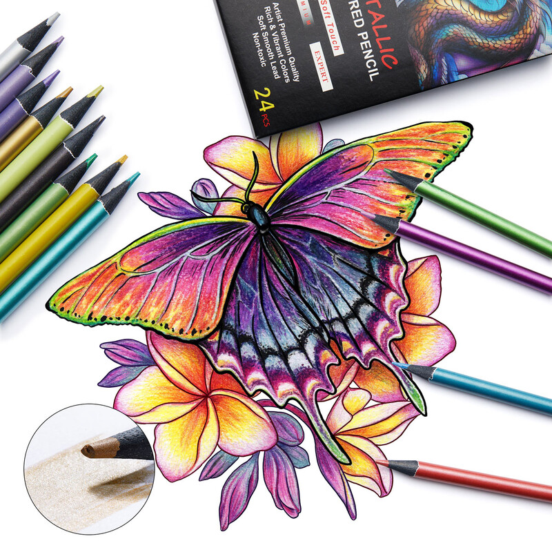 12/24 boje Metalik olovka u boji Set za crtanje i skiciranje Olovka u boji DIY pribor za umjetnost Bojanje Domaće slikanje