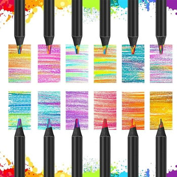 3/4/6/12Pcs Magic Rainbow Pencils Χρωματιστά μολύβια 12 Χρώματα Πολύχρωμα μολύβια για Είδη τέχνης Σχέδιο Χρωματισμός Σκίτσο