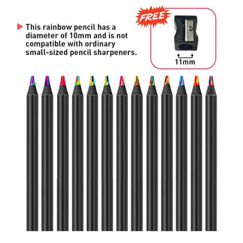 3/4/6/12Pcs Magic Rainbow Pencils Χρωματιστά μολύβια 12 Χρώματα Πολύχρωμα μολύβια για Είδη τέχνης Σχέδιο Χρωματισμός Σκίτσο