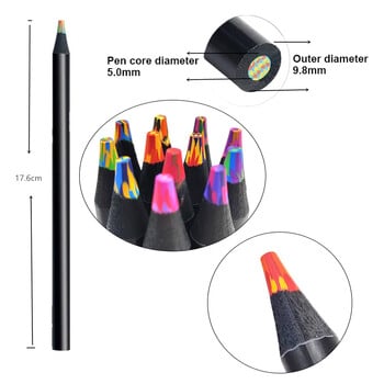 3/4/6/12Pcs Magic Rainbow Pencils Χρωματιστά μολύβια 12 Χρώματα Πολύχρωμα μολύβια για Είδη τέχνης Σχέδιο Χρωματισμός Σκίτσο