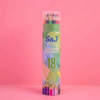 Pretty Barrel 18 цветни моливи Пастели Комплект за деца Kawaii Канцеларски материали Рисуване Цветни моливи за деца Рисуване Художествени принадлежности