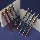 Нова златна прахообразна химикалка с леопардов принт, метална химикалка, бизнес реклама, подпис, писалка, канцеларски материали за училище на едро