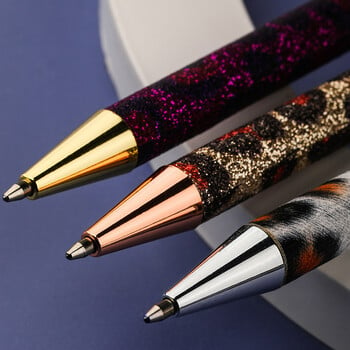 New Gold Powder Leopard Print Push Metal Ball Point Στυλό Business Advertising Office Signature Pen School Stationery Χονδρική