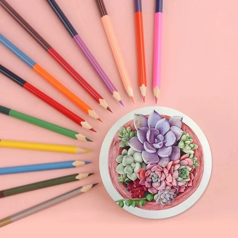 Olovka u boji, 12 komada, set za umjetničko slikanje, dvostruke glave, topive u vodi, 24 boje, olovka, trokut, trupac, dječja skica, crtanje, pribor za umjetnost