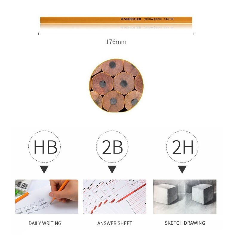 12 komada STAEDTLER žute olovke 133 set 2H/HB/2B olovne drvene standardne olovke Bojice za umjetničke skice Pribor za školu i ured A6541