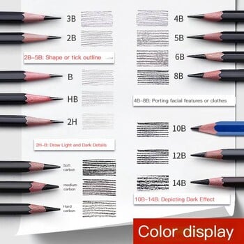 Επαγγελματικό Ξύλινο Σκίτσο Μολύβια Highlighter HB 2H 12B 10B 8B 7B 6B 5B 4B 3B 2B Graphite Art Εγχειρίδιο Draw Pen School Stationery