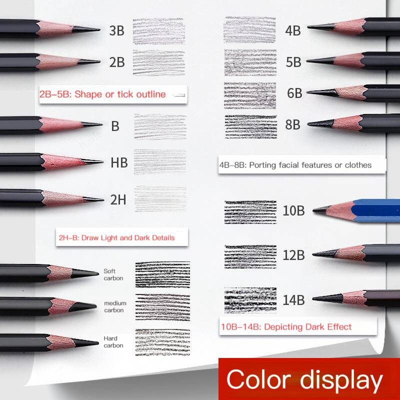 Profesionalne drvene olovke za crtanje Hajlater HB 2H 12B 10B 8B 7B 6B 5B 4B 3B 2B Grafitna umjetnička ručna olovka za crtanje Školski pribor