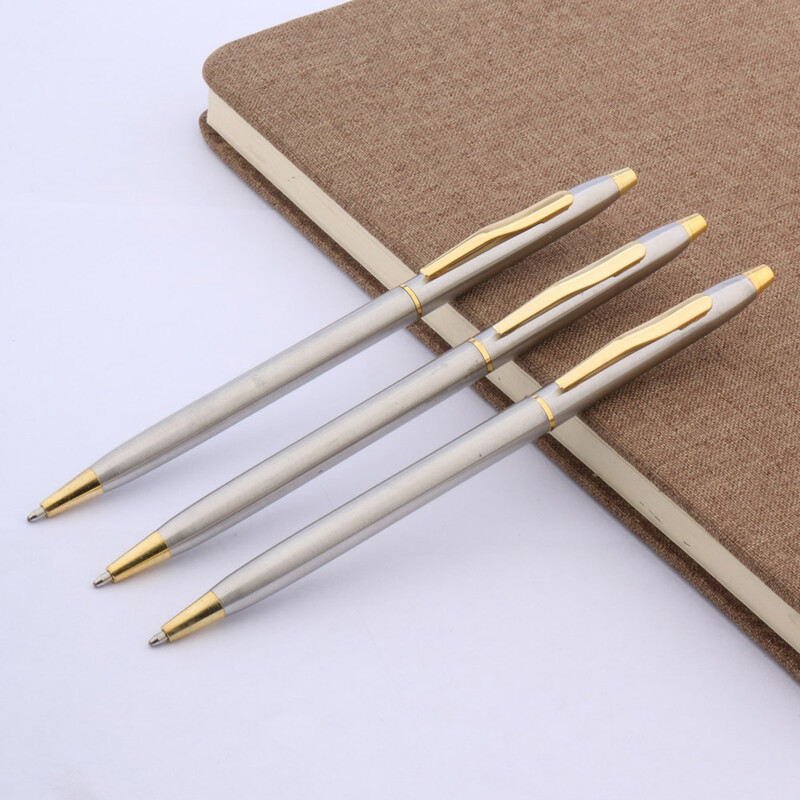 3 PC visokokvalitetna uredska studentska olovka od nehrđajućeg zlata, metalna kemijska olovka