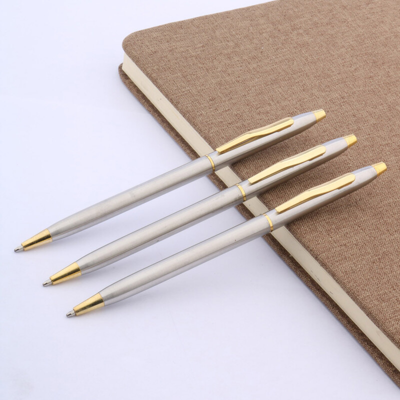 3 PC visokokvalitetna uredska studentska olovka od nehrđajućeg zlata, metalna kemijska olovka