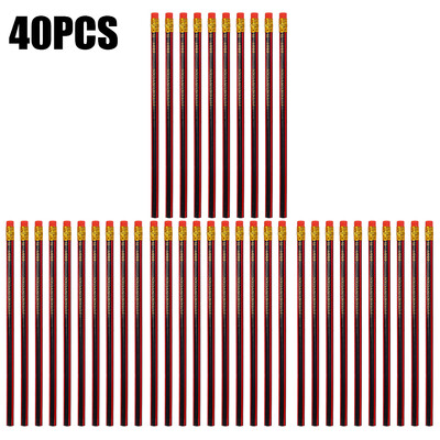 40/30/10PCS Дървени моливи с гумичка Студентски деца Рисуване Рисуване Шестоъгълен молив с ръкохватка Училищни канцеларски материали