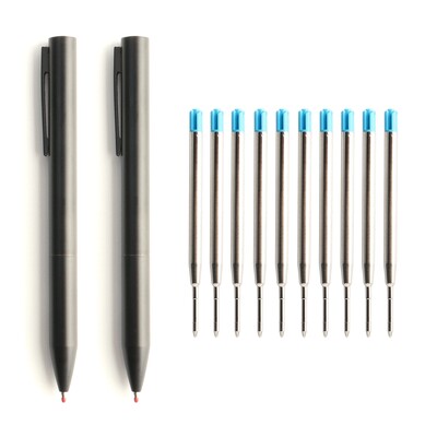 Metalinis tušinukas Ištraukiamas Signature Pen Crest Style Metal Korpusas Juodas Mėlynas Rašalas Vidutinio taško 0,7 mm Spalva Juoda Pilka