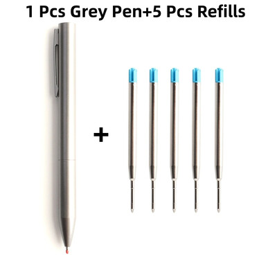 Metalna kemijska olovka s potpisom koja se može uvući, stil grebena, metalno kućište, crna, plava tinta, srednja točka 0,7 mm, boja, crno-siva