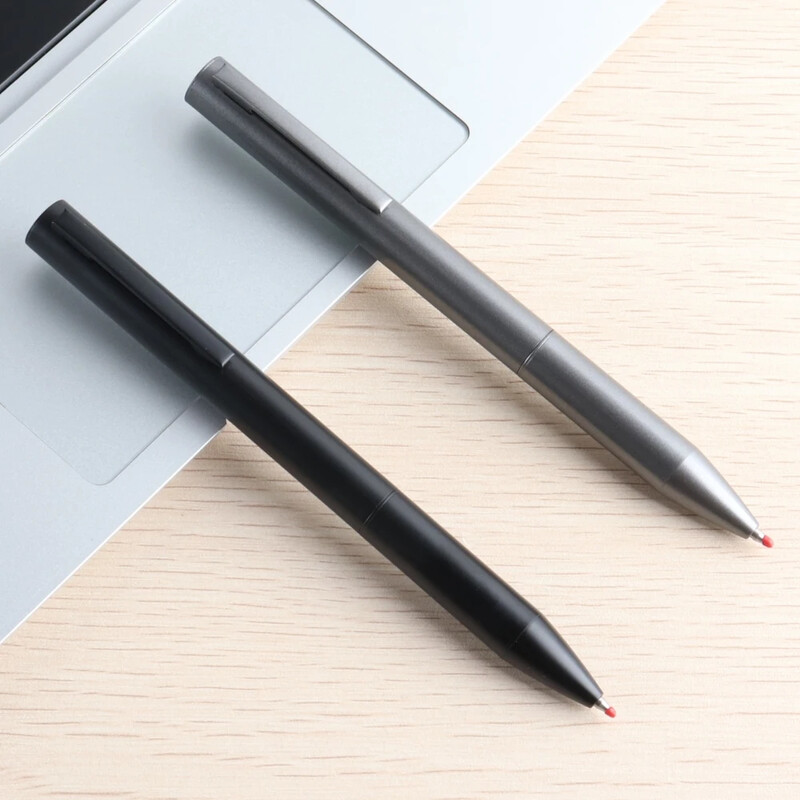 Metalna kemijska olovka s potpisom koja se može uvući, stil grebena, metalno kućište, crna, plava tinta, srednja točka 0,7 mm, boja, crno-siva