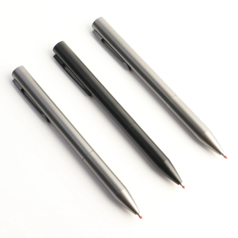 Metalna kemijska olovka s potpisom koja se može uvući, stil grebena, metalno kućište, crna, plava tinta, srednja točka 0,7 mm, boja, crno-siva