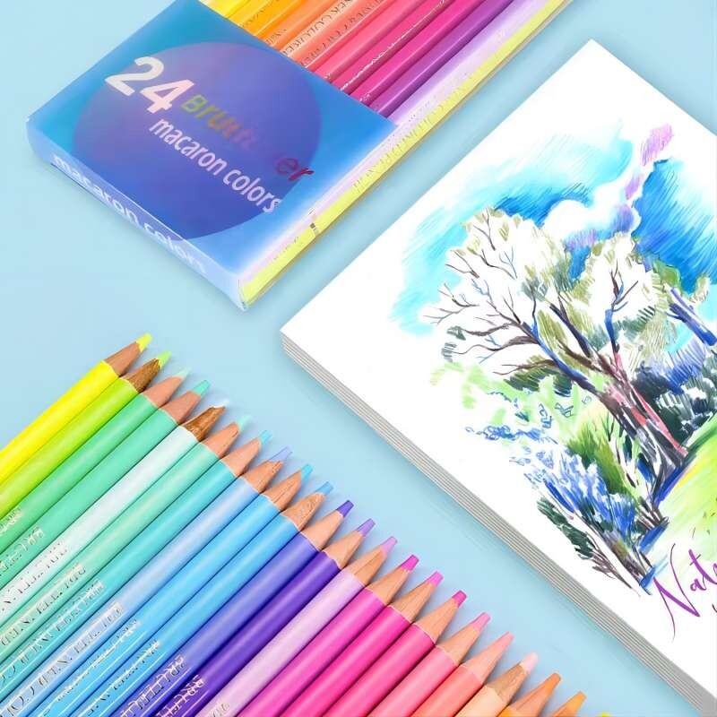 Brutfuner 12/24Colors Set Makaron Olovke u boji Crtanje Drvene olovke u boji Slikanje za učenike Umjetnik Crtanje Likovni pribor