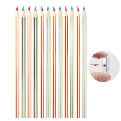 12 komada drvenih duginih olovaka u 7 boja Set umjetničkih olovaka za crtanje Student Kreativna ručna knjiga Čestitka Crtanje grafita Poklon