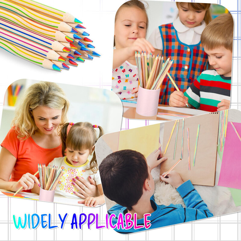 12 komada drvenih duginih olovaka u 7 boja Set umjetničkih olovaka za crtanje Student Kreativna ručna knjiga Čestitka Crtanje grafita Poklon