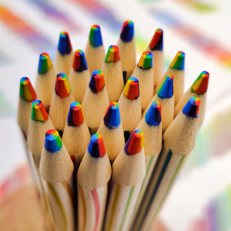 12 komada drvenih duginih olovaka u 7 boja Set umjetničkih olovaka za crtanje Student Kreativna ručna knjiga Čestitka Crtanje grafita Poklon