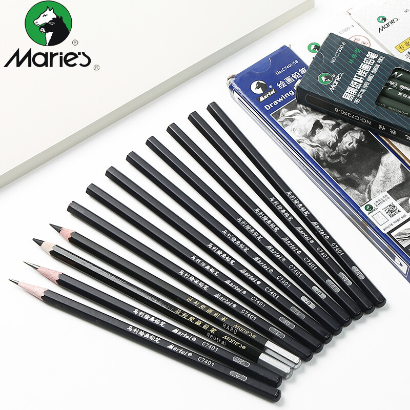 12Pcs/set Maries Charcoal Soft Medium Hard Pencil Set Crni Sketch Charcoal za umjetničko slikanje Olovka za crtanje Art pribor