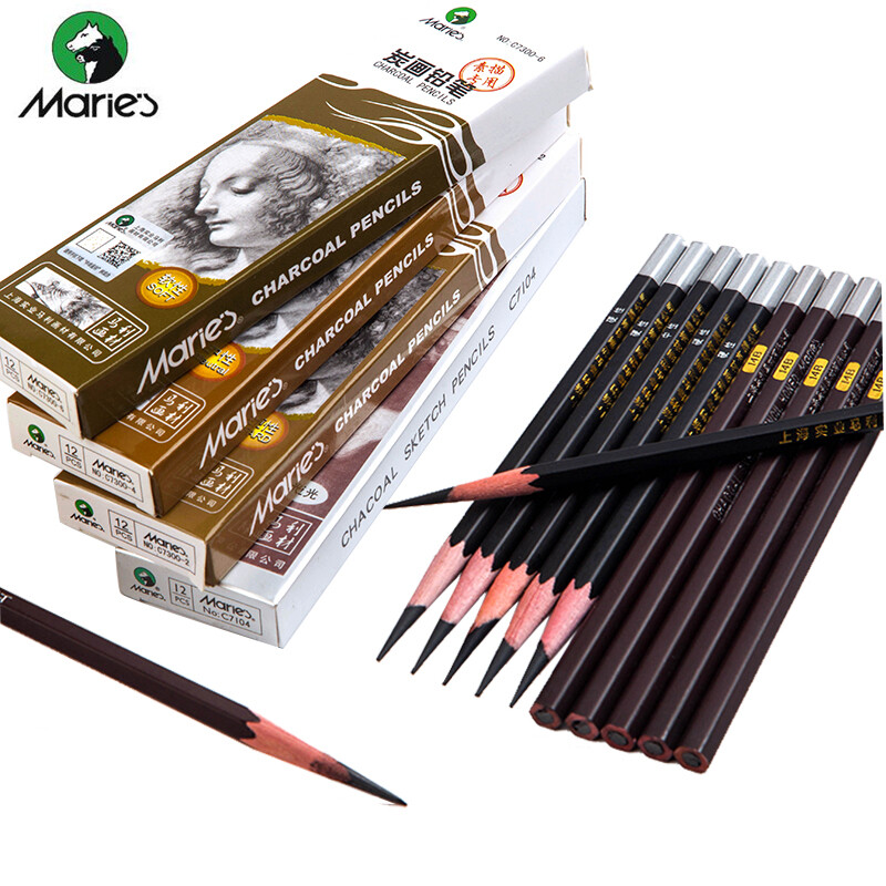 12Pcs/set Maries Charcoal Soft Medium Hard Pencil Set Crni Sketch Charcoal za umjetničko slikanje Olovka za crtanje Art pribor