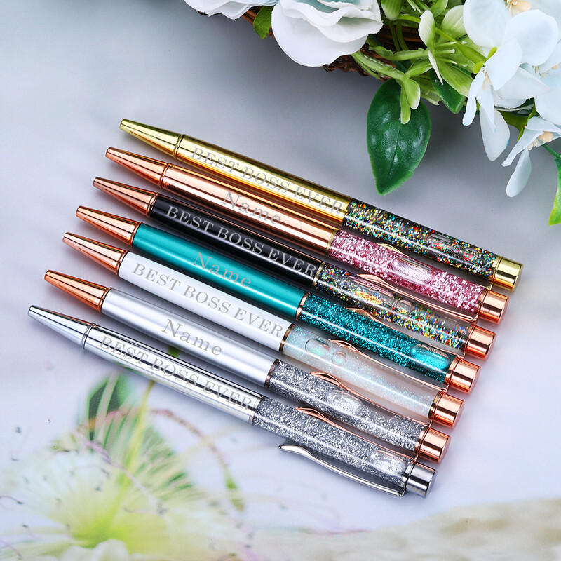 1kom Personalizirano prilagođeno ime Best Boss ikada Visokokvalitetna metalna olovka crna tinta ružičasta/ružičasto zlatna/bijela kemijska olovka za Boss poklon