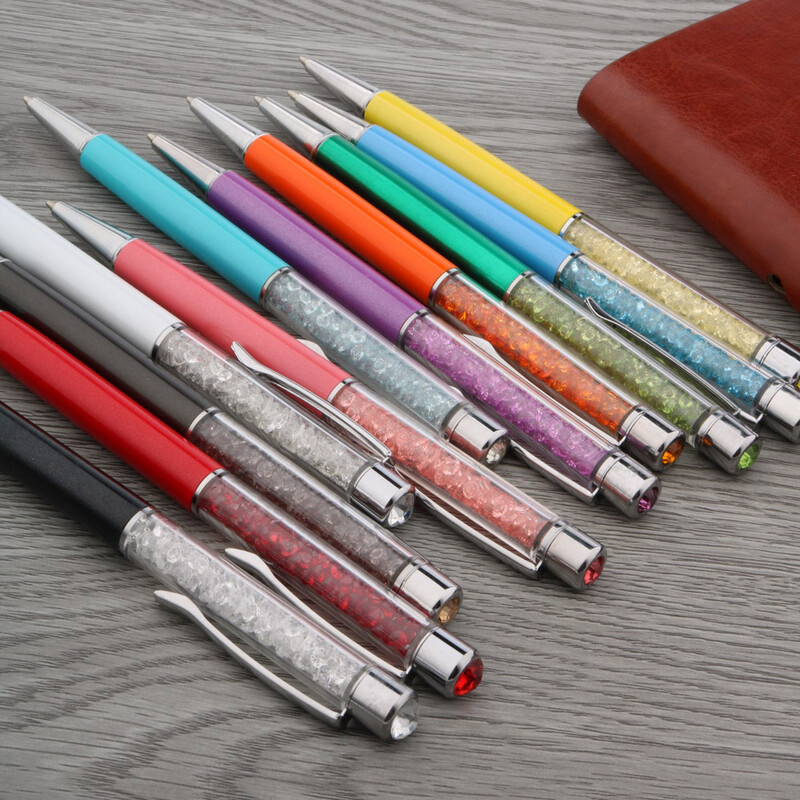 Цветен алуминий и пластмаса Сребърен кристал ПОДАРЪК Химикалка