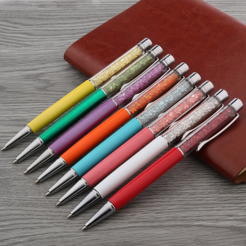 Цветен алуминий и пластмаса Сребърен кристал ПОДАРЪК Химикалка