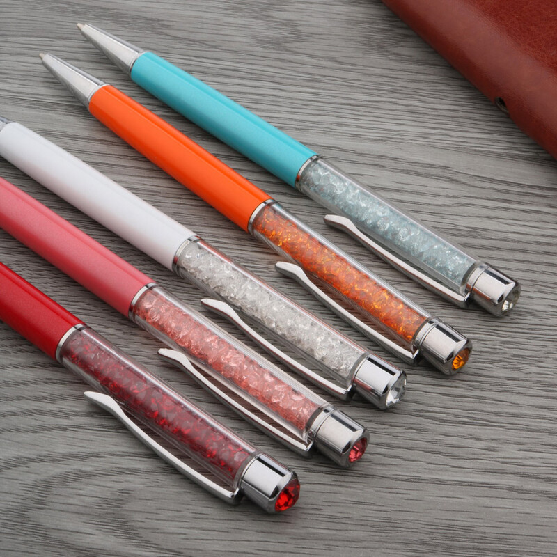 Цветен алуминий и пластмаса Сребърен кристал ПОДАРЪК Химикалка