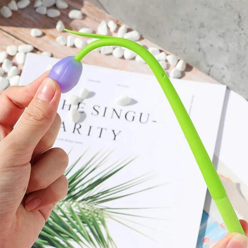 6 бр. Елегантни гел химикалки Сладко Kawaii Променящо цвета си лале Смешни изискани естетични канцеларски материали Сватбен подарък за учител за Свети Валентин