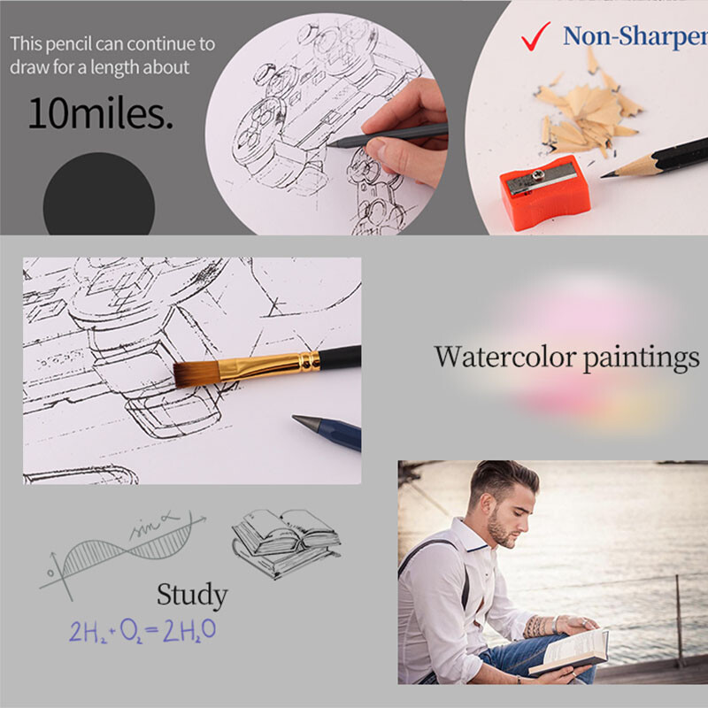 Potpuno metalna vječna olovka 12 boja HB Lead Core Nova tehnologija Neograničeno pisanje Vječni pribor za slikanje Novi pribor za pisanje