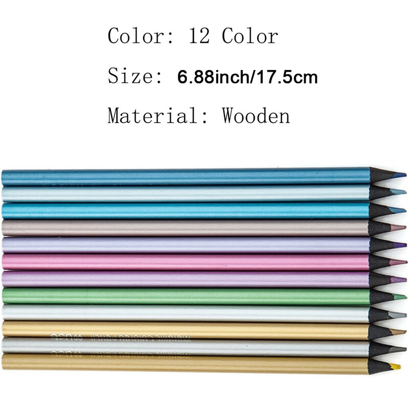 12 komada metalnih olovaka u boji, netoksične drvene olovke za crtanje, set drvenih olovaka za crtanje u 12 različitih boja