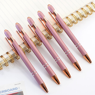 5kom prilagođenog logotipa Jednostavne metalne kemijske olovke od ružičastog zlata Personalizirano ime Darovi za školske učitelje Uredski materijal za studente