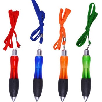 Στυλό με σχοινί λαιμού Anti Loss Ballpoint Pens with Safety Neck Rope Lanyard Φορητό μαύρο στυλό για γραφή με υπογραφή