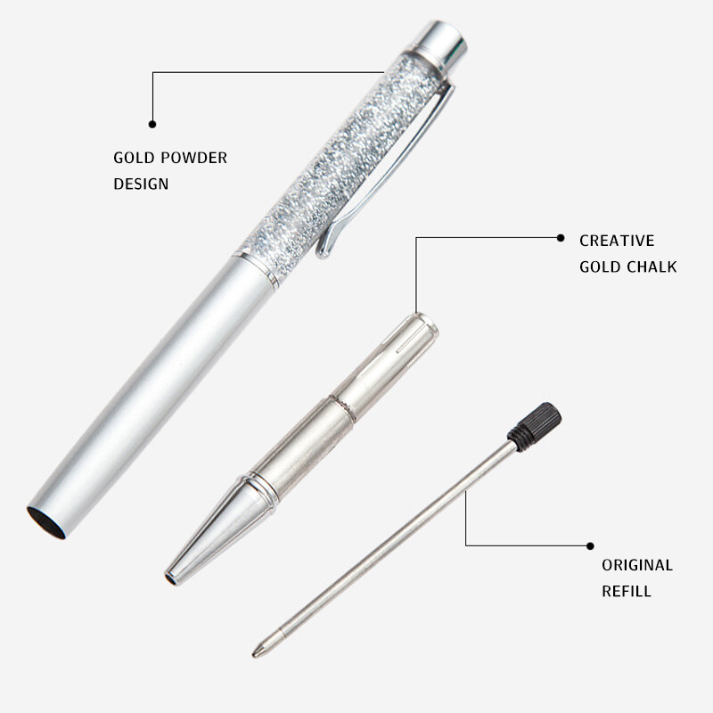 Nova zlatna olovka u prahu za živi pijesak Metalna kreativna kemijska olovka Rođendanske olovke Prilagođeni logotip Personalizirani darovi Školski pribor