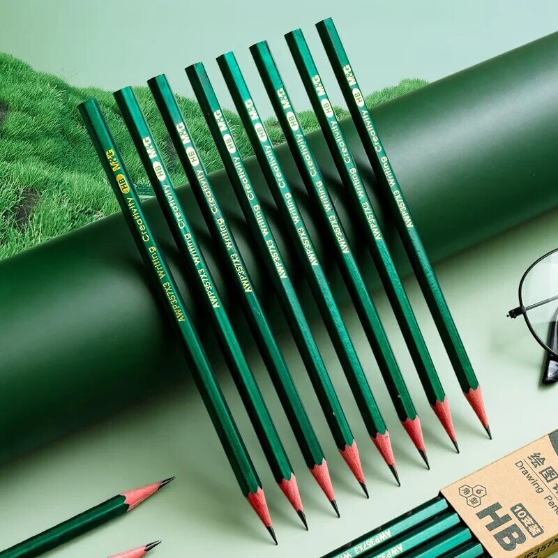 M&G HB olovka 10 KOM. Klasična zelena šesterokutna drvena olovka Učenici pišu Umjetničko skiciranje Crtanje Drvena olovka