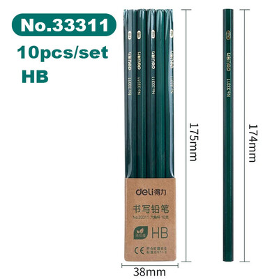 Deli 10 kom/set Drvena olovka HB 2B 2H Dječja olovka za skicu za ispitivanje, pribor za pisanje, umjetnički pribor