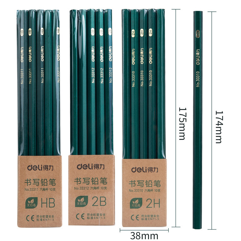 Deli 10 kom/set Drvena olovka HB 2B 2H Dječja olovka za skicu za ispitivanje, pribor za pisanje, umjetnički pribor