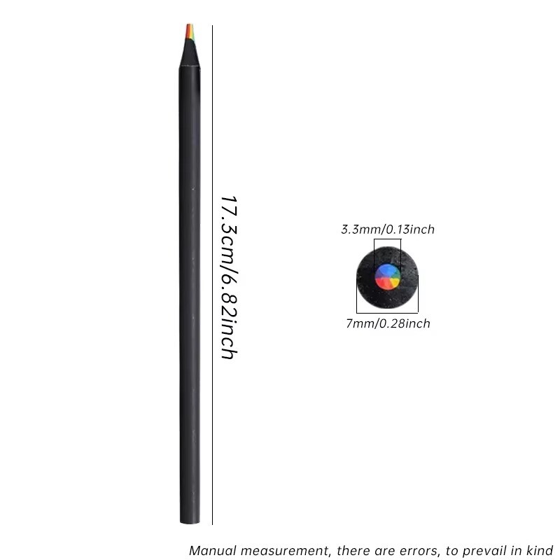 10-12 бр. Цветни черни дървени моливи 7 в 1 Молив за рисуване на дъга. За скициране, рисуване, рисуване на канцеларски материали