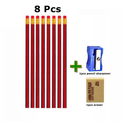 7//10Pcs/Set drvena olovka za olovku s gumicom, šiljilo za olovke Skica, dječja olovka za crtanje, školski pribor za pisanje