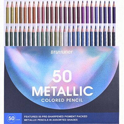 Brutfuner Set metalnih olovaka u boji od 50 komada, mekana drvena olovka za crtanje, komplet olovaka za skice za umjetnike, studente, likovni pribor