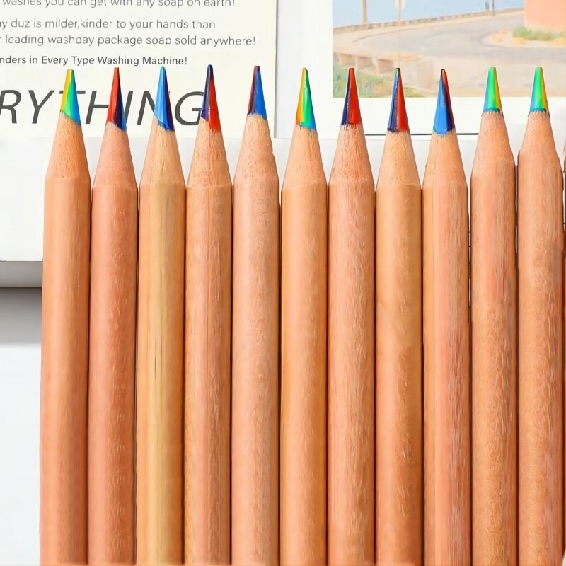 AngelMark 12kom olovke u duginim bojama za djecu, bojice s koncentričnim gradijentom, umjetničko slikanje, pribor za crtanje 3 mm 7 boja