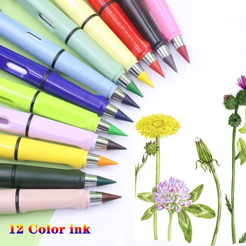 Nova tehnologija 12 Color Infinity Pencils No Ink Kawaii Unlimited Pencil School Kids Art Color Skice Painting Pribor