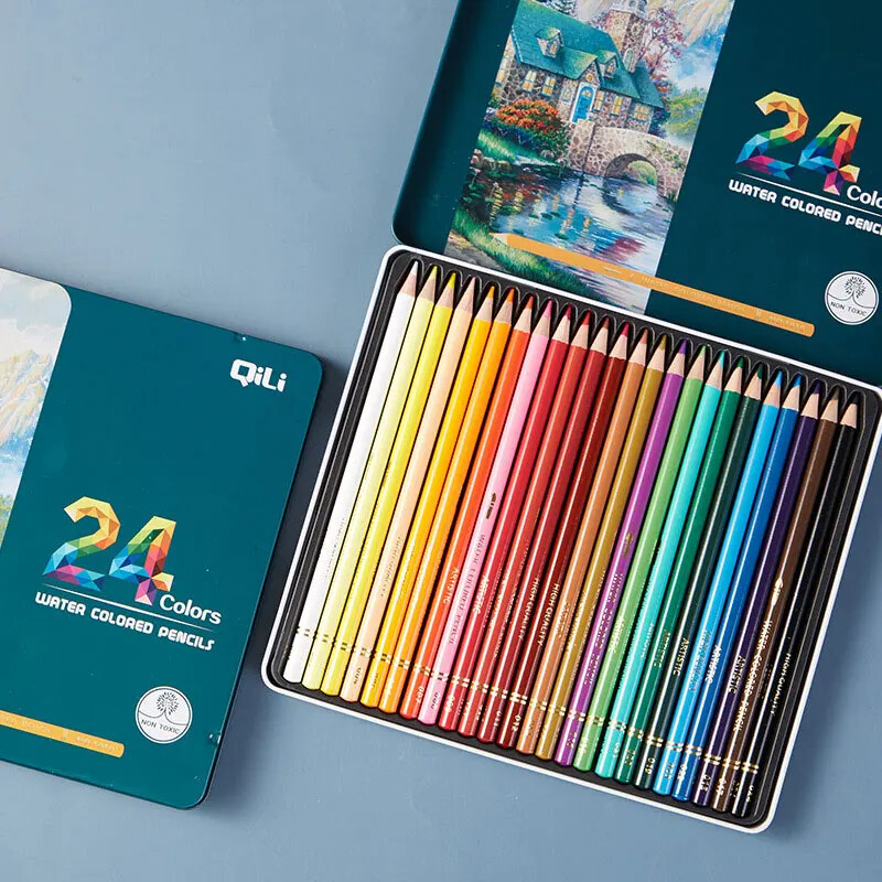 Set olovaka u boji topljivih u vodi 12/24 boje Olovke za crtanje grafita Profesionalni umjetnički pribor Pribor