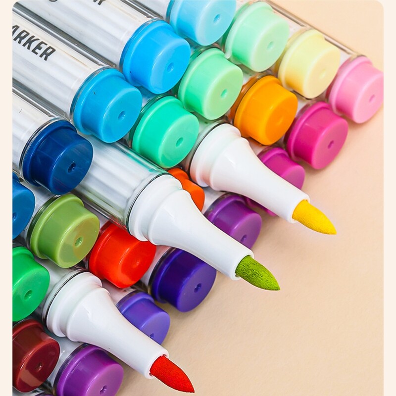 Set akrilnih markera velikog kapaciteta, 9 boja, umjetnički pribor za crtanje/slikanje/grafite, akrilna kist olovka u boji koja se može složiti