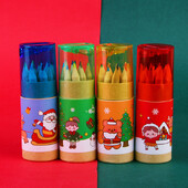 12 Colors Barrel Cartoon Colored Pencils Set Osnovnoškolski božićni dar