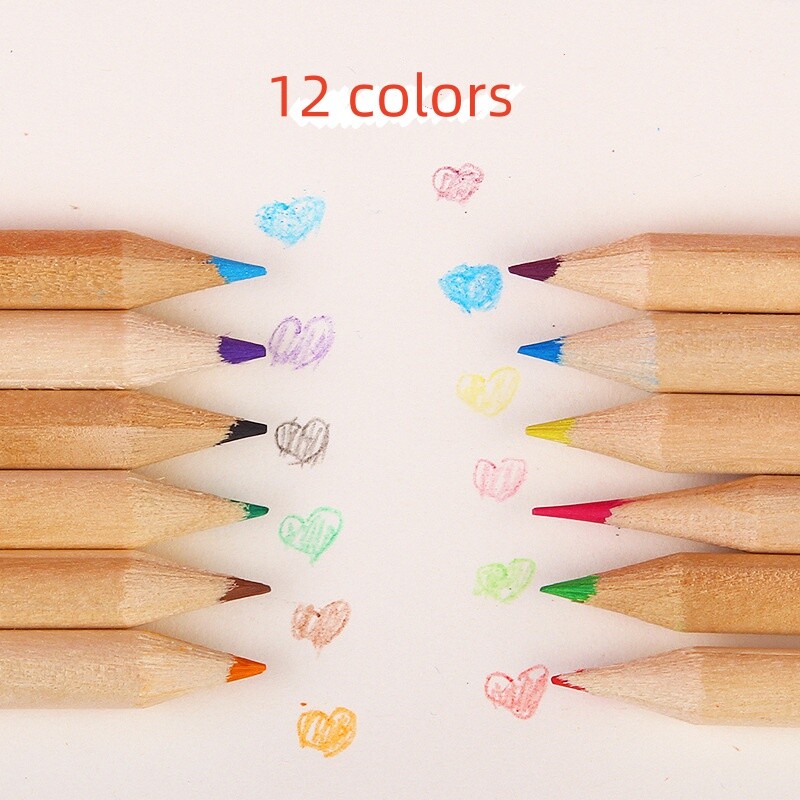 12 Colors Barrel Cartoon Colored Pencils Set Osnovnoškolski božićni dar