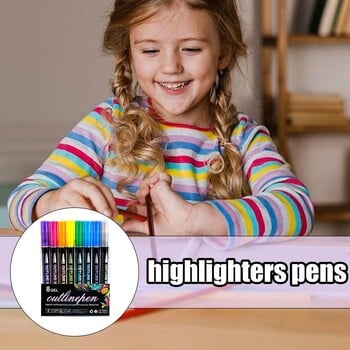 Στυλό Shimmer 8 Χρώματα Doodling Pens Craft στυλό περίγραμμα σετ μαρκαδόρου για ζωγραφική ευχετήρια κάρτα γενεθλίων Doodling Journal Art Crafts